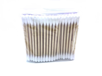 אפליקטור עץ (100 יח') מצופה צמר גפן דו צדדי איכותי 3"