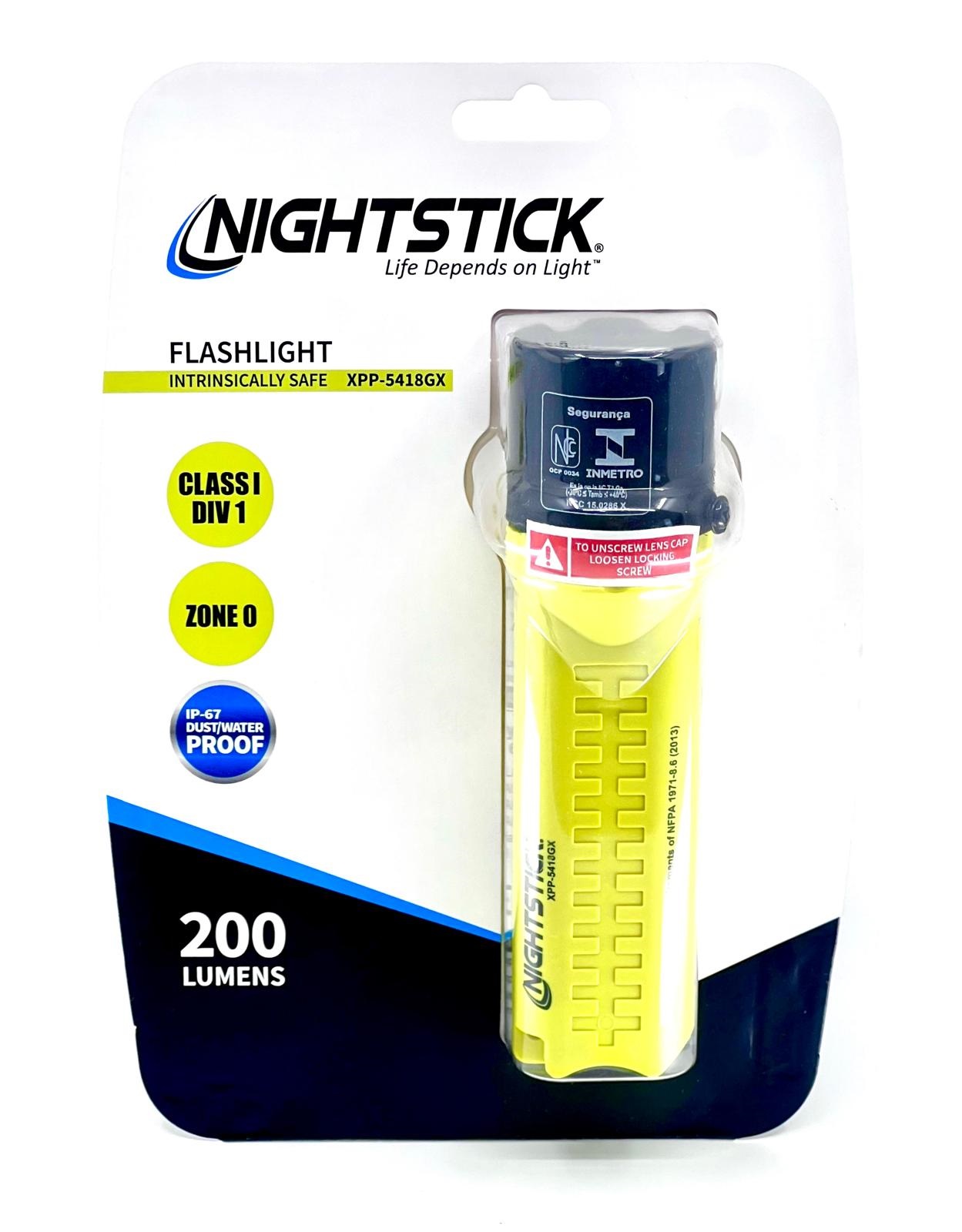 פנס מוגן התפוצצות NIGHTSTICK עובד על סוללות 200 לומן
