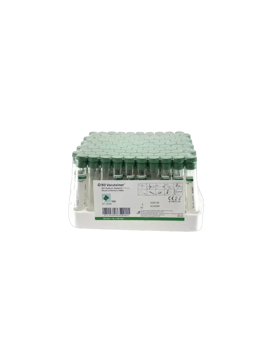מבחנה 10 מ"ל פקק ירוק SOD HEP 16*100G (HEPARIN) (100 יח') BD368480