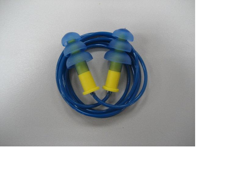 אטמי אוזניים TPR עם חוט ו 3 טבעות כחול מגנטNRR27 DKRYB11 TPR PVC CORD