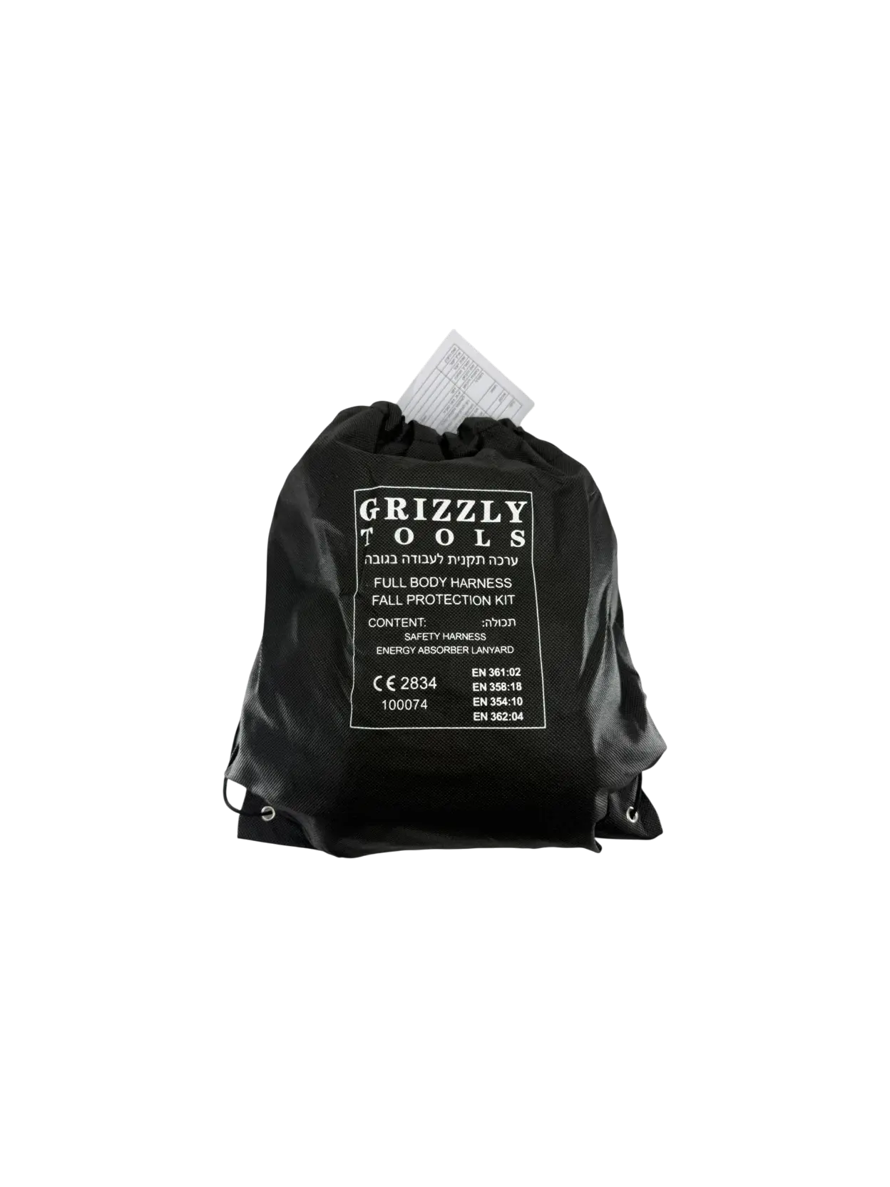 רתמה 4 נקודות עיגון M-XL עם חגורת גב עם תיק שחור GRIZZLY EN361EN358