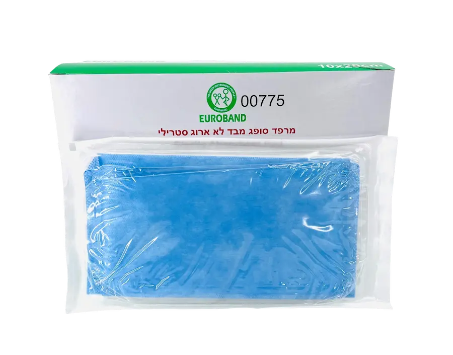מצג סטרילי 10/20 ס"מ (פד גאזה עבה ארוז 1 במעטפה)/ (מרפד) גזה סטרילי כחול