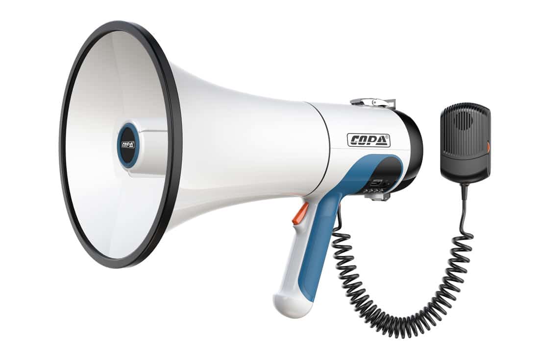 מגפון נטען COPA לבן הספק 100W כולל מיקרופון נשלף
