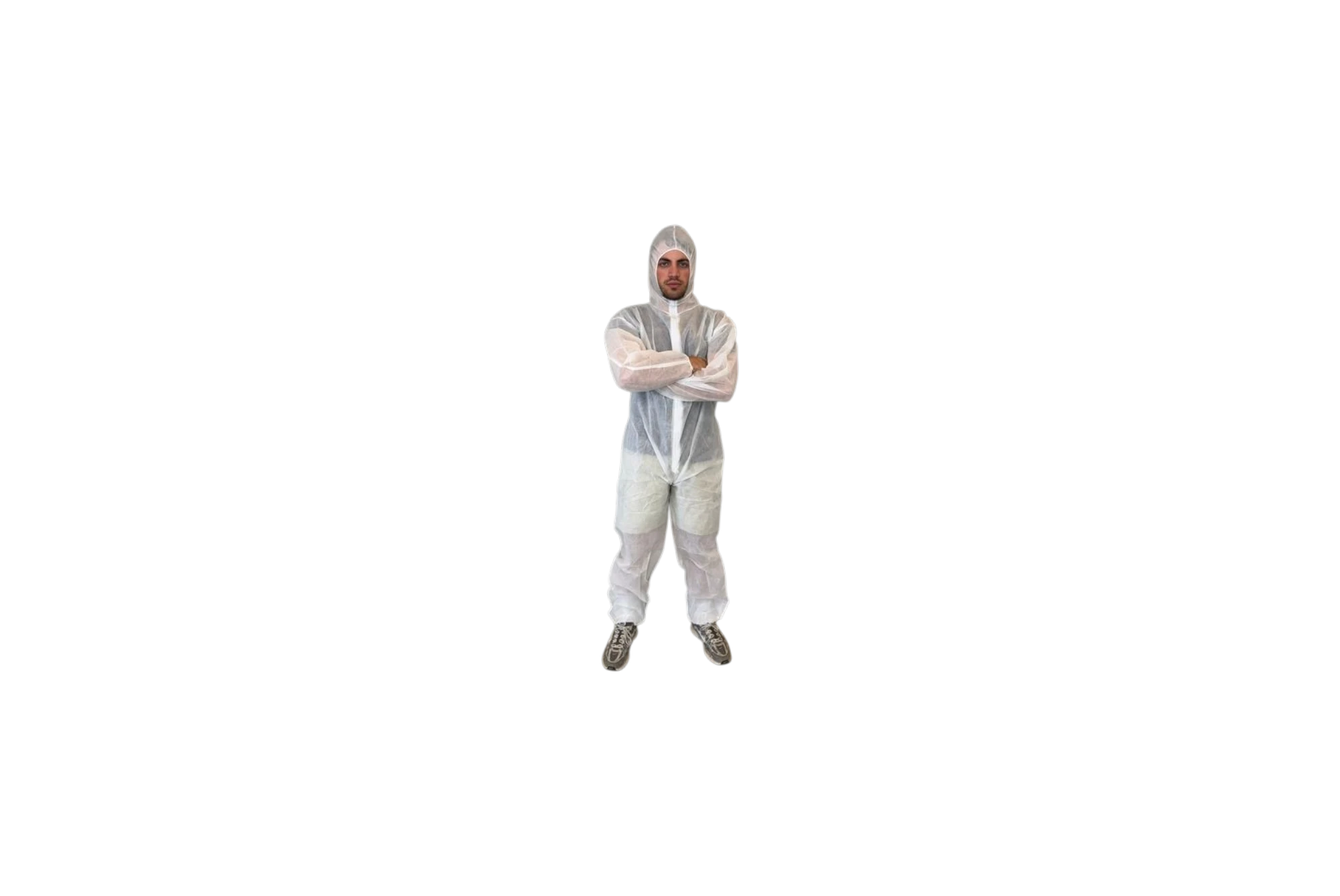 סרבל לבן אל בד ח"פ 45 גר' + כובע מצופה DKR-XL PP COVERALL