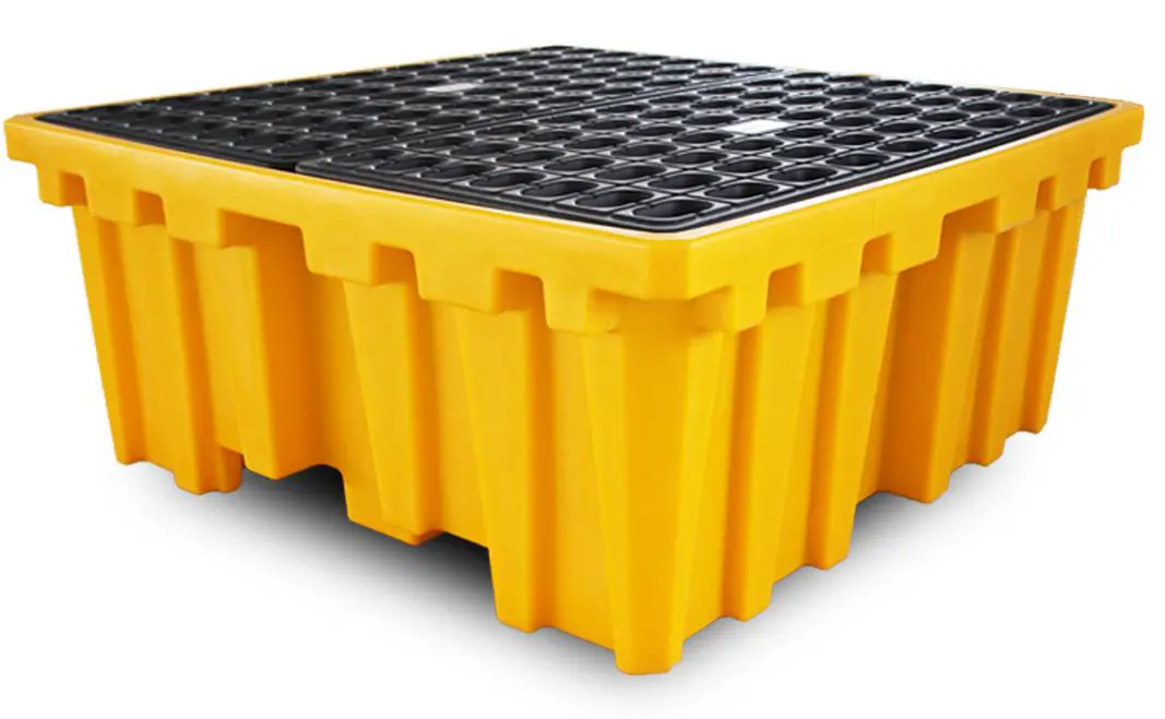 מאצרה צהובה 1100 ליטר לקוביה IBC עם אביזר ניקוז SAI U